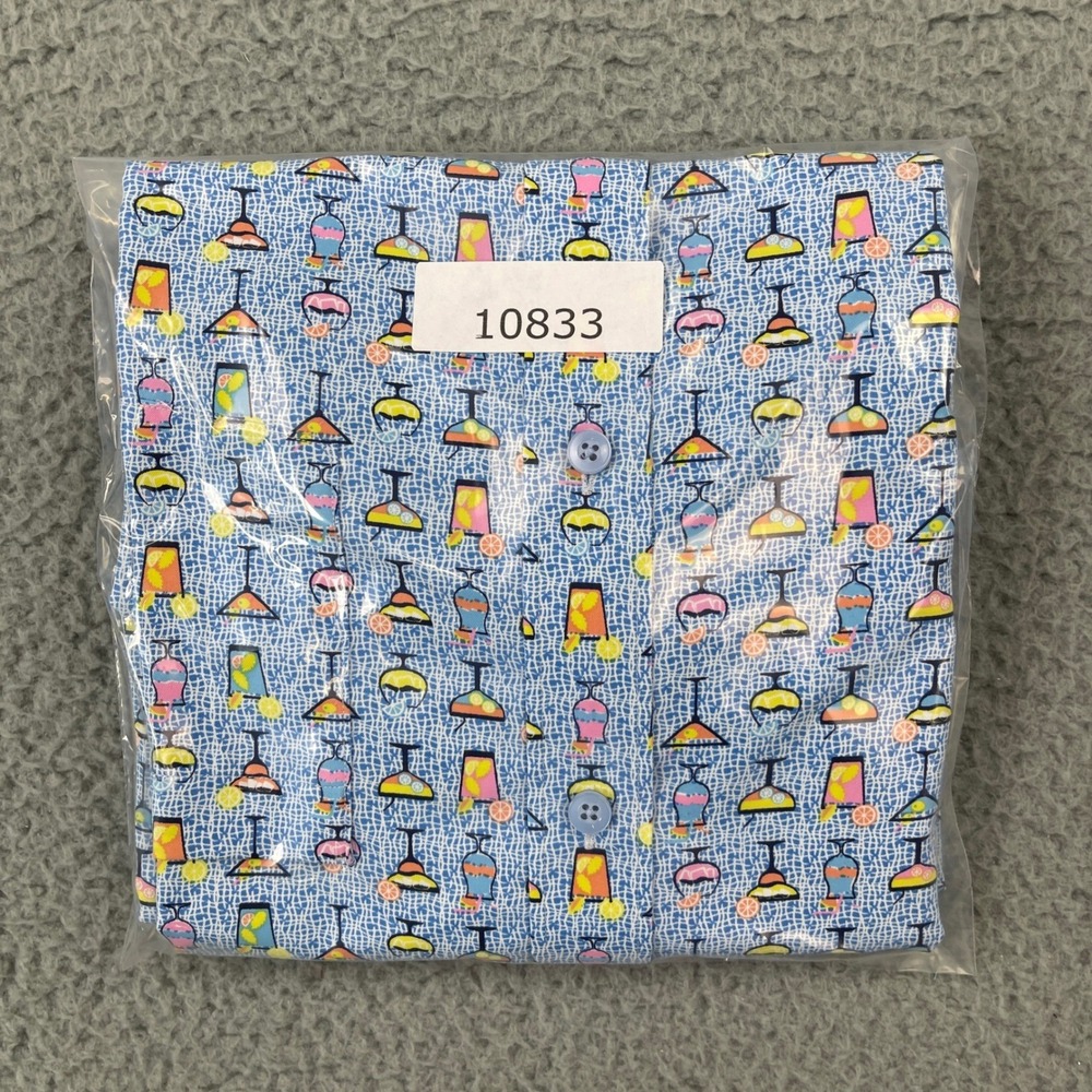 Johnston & Murphy Performance Button Down Shirt Mens XL Blue Cocktail Print - Picture 9 of 9
